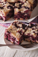 Berry Buckle close up on a plate. Vertical

