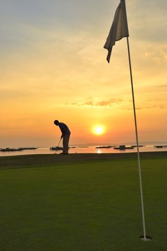 Golfer Playing Off the Tee Box