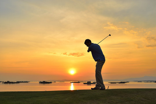 Golfer Playing Off the Tee Box