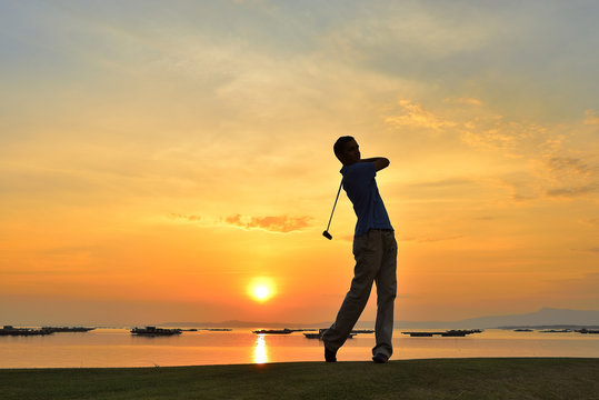 Golfer Playing Off the Tee Box