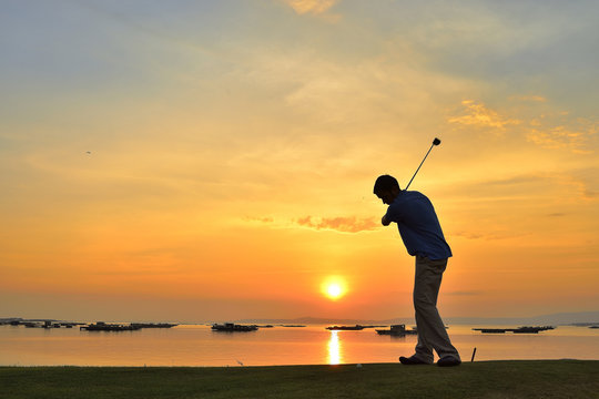 Golfer Playing Off the Tee Box