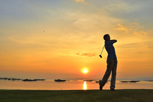 Golfer Playing Off the Tee Box