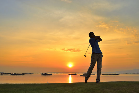 Golfer Playing Off the Tee Box