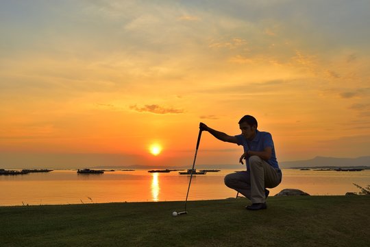 Golfer Playing Off the Tee Box