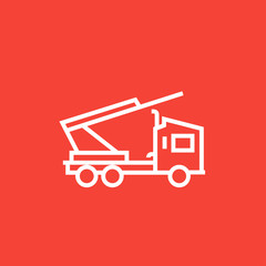 Machine with a crane and cradles line icon.