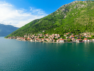 Fototapeta na wymiar Village Perast on coast of Boka Kotor bay in Montenegro 