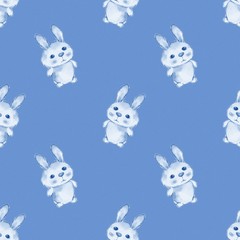 Bunny, watercolor seamless pattern 7