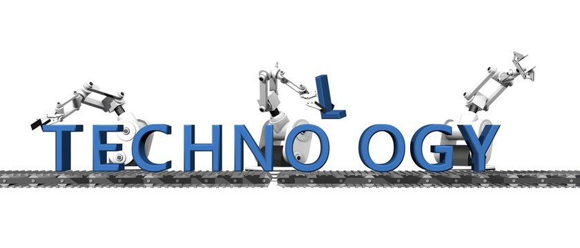 Productie van het woord technologie