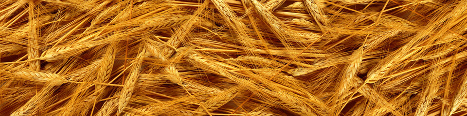 Yellow ears of wheat in a panoramic image - 107823053
