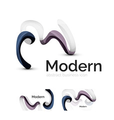 Vector abstract ribbon logo with business card identity design