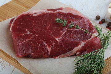 Raw ribeye steak