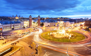 Barcelona - Espana square at night, Spain