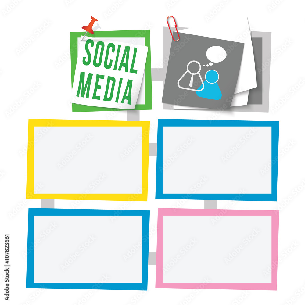 Poster colored abstract text boxes for your text and social media symbo
