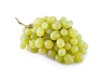 Fresh green grapes isolated on white background