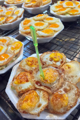 Fried quail egg or partridge egg fried
