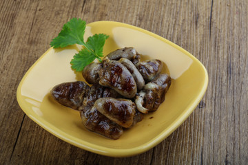 Chicken hearts skewer