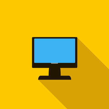 Blank computer monitor icon, flat style 