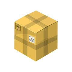 Obraz premium Closed cardboard box icon, cartoon style 