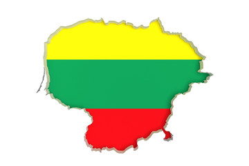 Silhouette of Lithuania map with flag