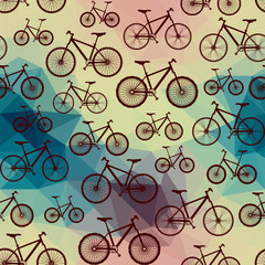 Pattern of bicycles on geometric background