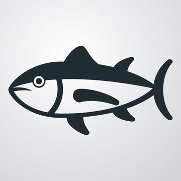 Icono plano pescado sobre fondo degradado