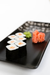Image of tasty sushi set with salmon