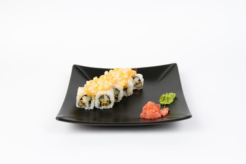 Image of tasty hot sushi set with mussels