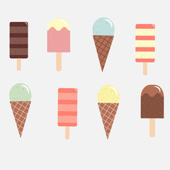 Ice cream collection (vector isolated)