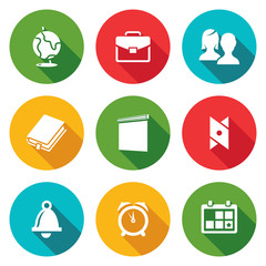 School supplies Icons Set. Vector Illustration.