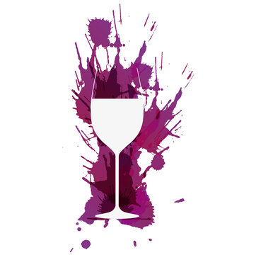 Wine glass in front of colorful grunge splashes