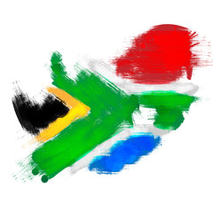 Grunge map of South Africa with South African flag