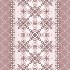 Decorative seamless white brown border on beige brown background