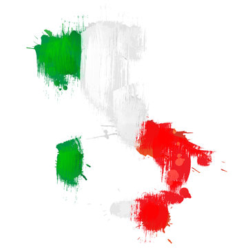 Grunge map of Italy with Italian flag