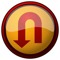U Turn Button Round Sign, Vector Illustration.