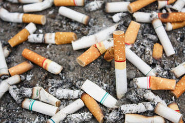 cigarette butts in ash tray