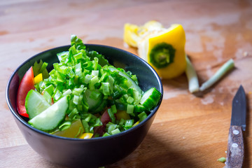 Prepare a Healthy Paleo Fresh Mixed Salad, Close-up