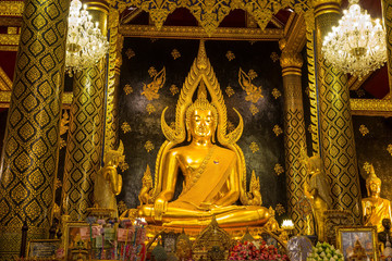 The most beautiful buddha sculpture in Phitsanulok, , Phra Buddha Chinnarat is the most beautiful and the large gold buddha sculpture in Phitsanulok, Thailand.
