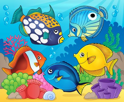Coral reef fish theme image 8