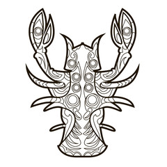Line vector image for art therapy with crawfish