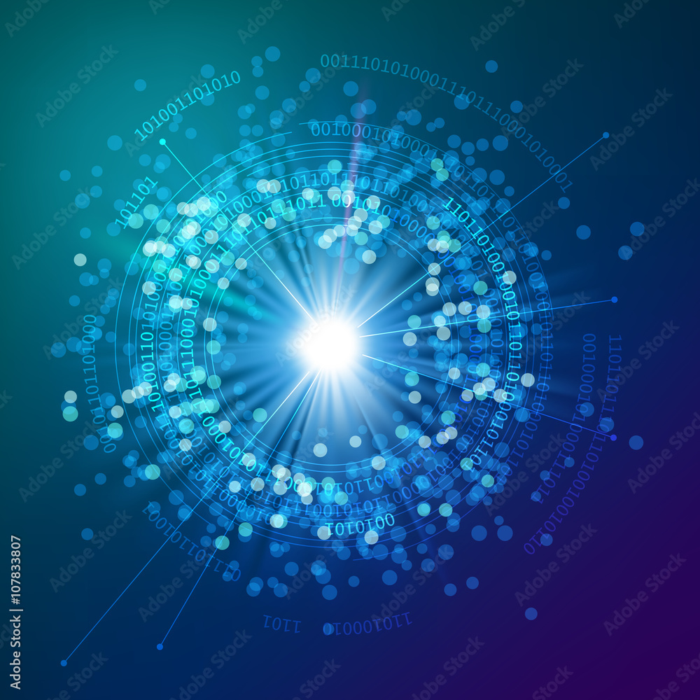 Poster binary data on a blue background, eps10 vector