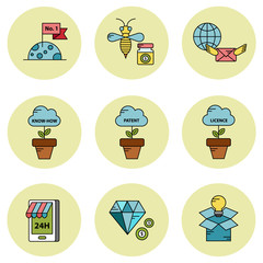 Business and innovation vector icon set 