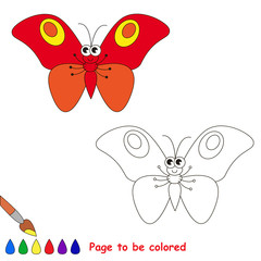 Cute butterfly cartoon. Page to be colored. 