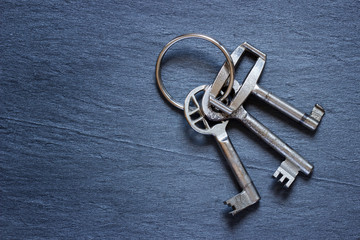 Bunch of keys on dark background