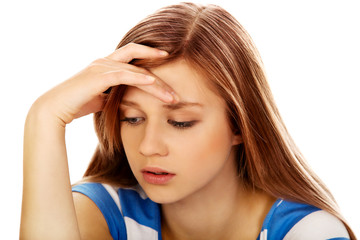 Teenage depression woman sitting on the floor