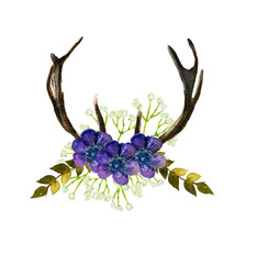 Deer antlers. Watercolor drawing. Can be used for printing and design.
- 107834868