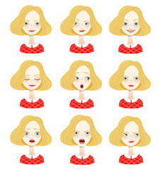 Female avatar expression set - Illustration