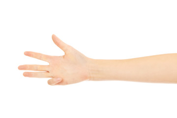 Womans hand showing four fingers