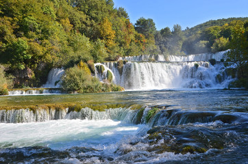 Beautiful waterfall on Plitvice Lake