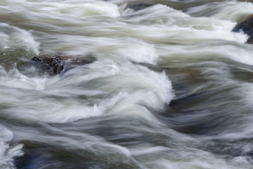 Fast moving water in creek rapids