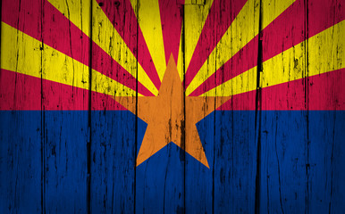 Arizona Flag Grunge Wooden Background - obrazy, fototapety, plakaty